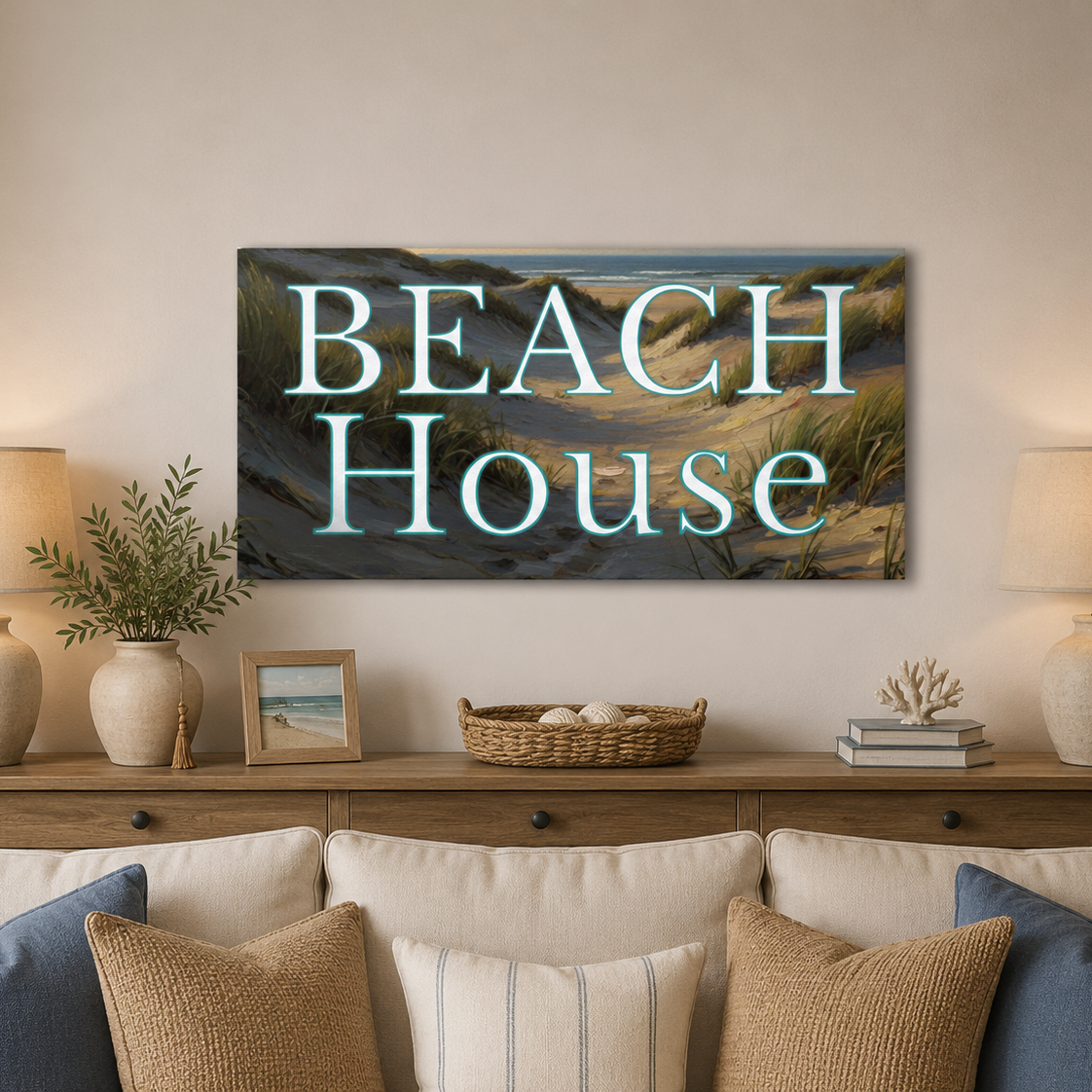 Beach House Dunes Large Canvas Wall Print