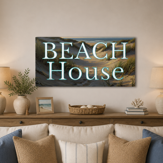 Beach House Dunes Large Canvas Wall Print