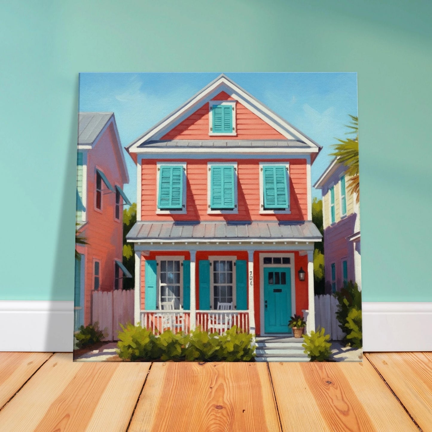  Coral Key West House Canvas Wall Print  Caribbean Rays