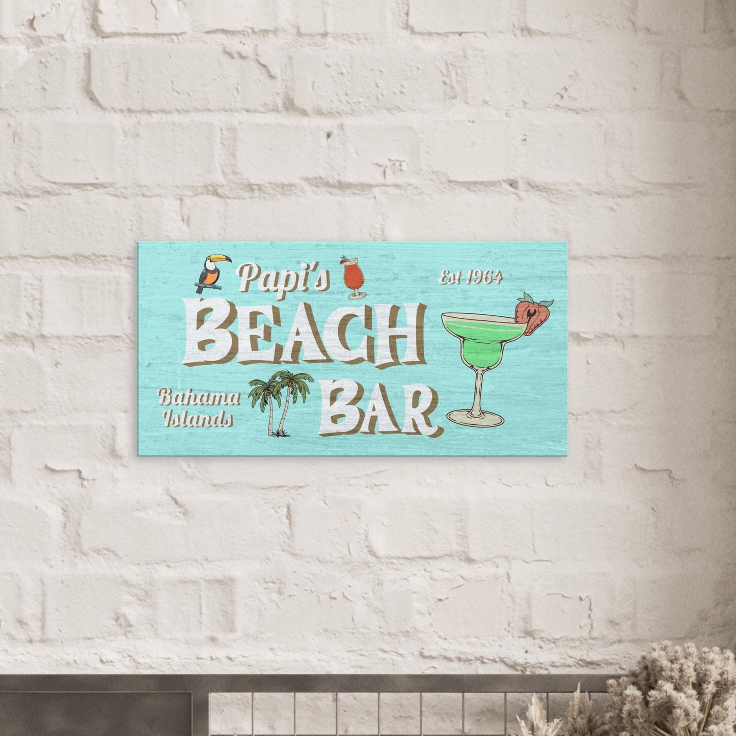  Papi's Beach Bar Large Canvas Wall Print - Caribbean Rays