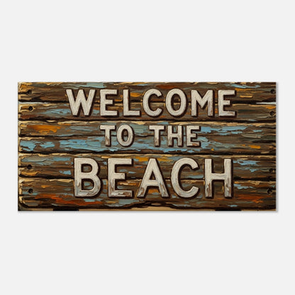 Rustic Welcome to the Beach Lg Canvas Print by Caribbean Rays