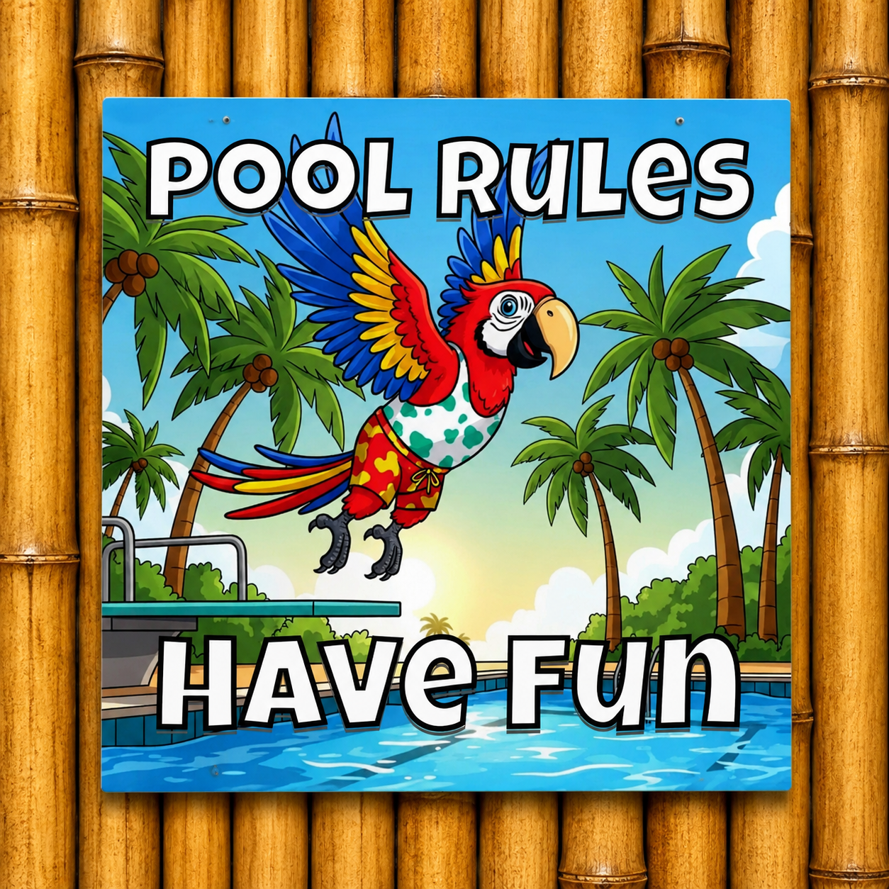 Pool Rules Have Fun Aluminum Wall  Print