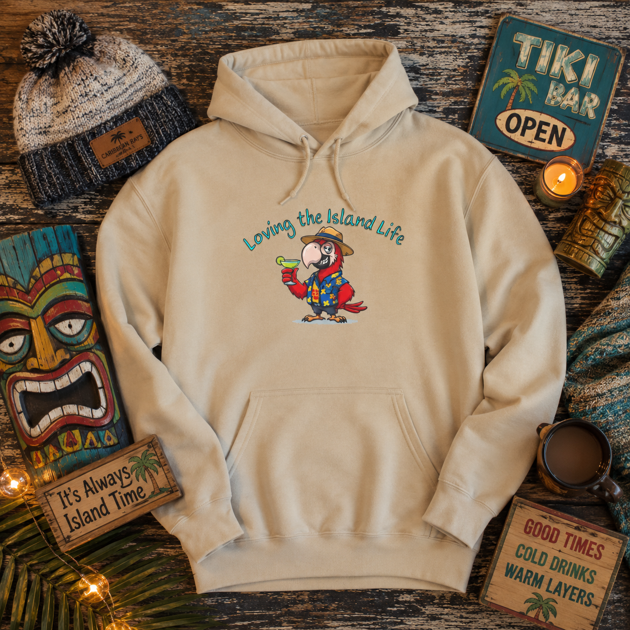 Loving the Island Life Hoodie — Tropical Beach Vacation Pullover