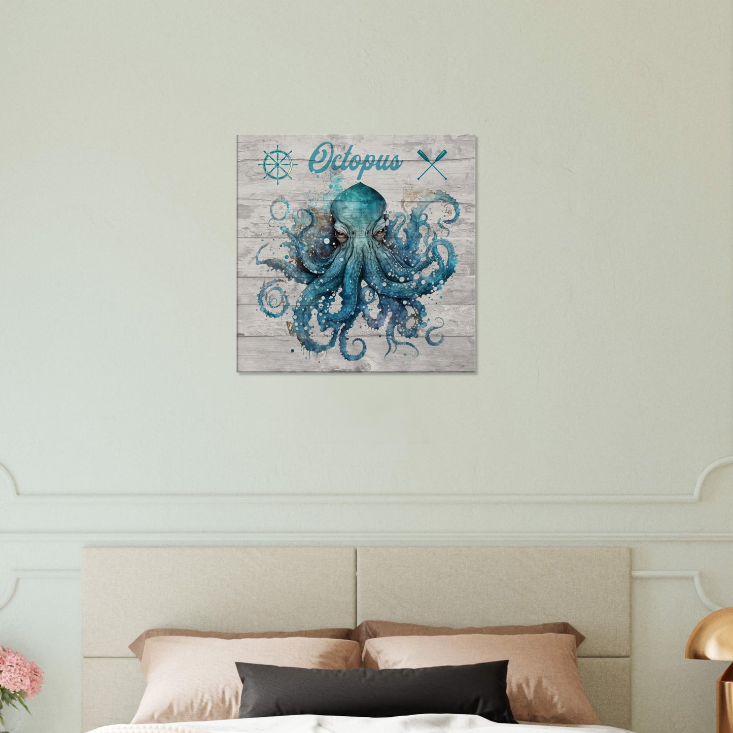 Octopus Canvas Wall Print on Caribbean Rays