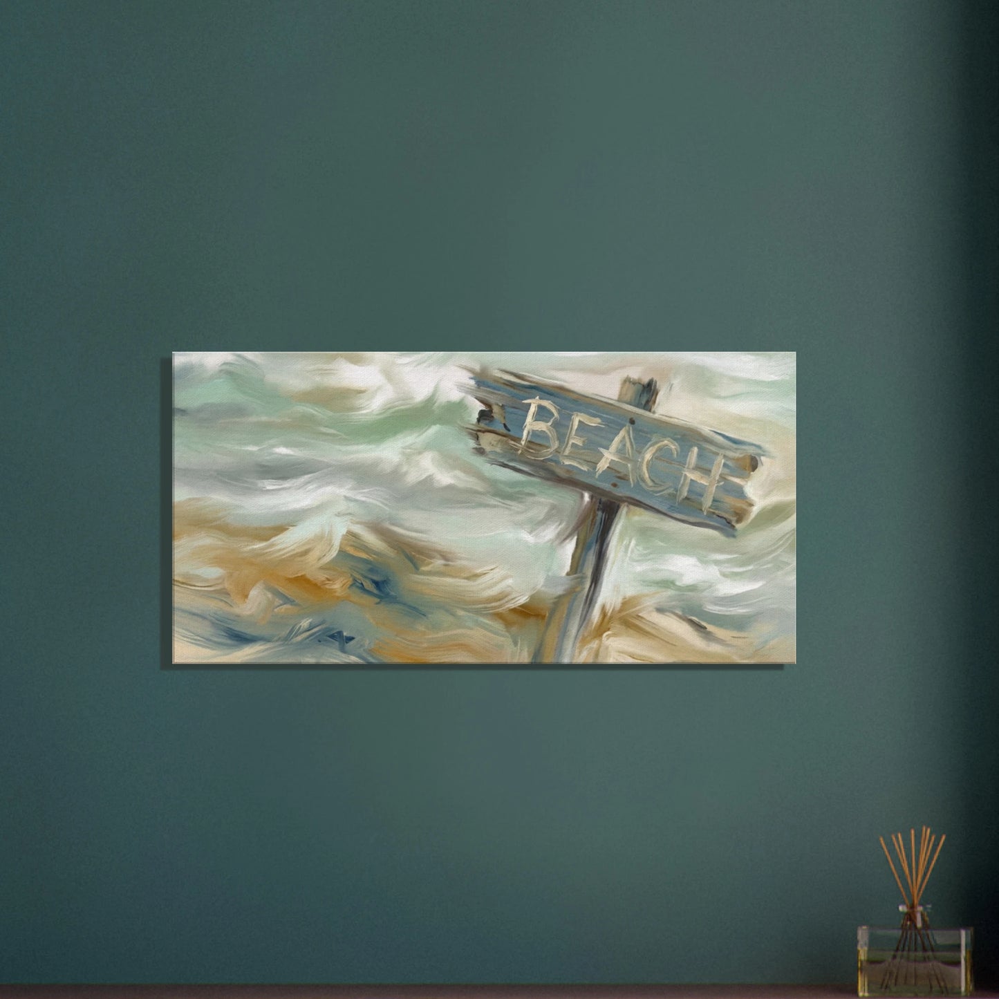   Beach Sign Distressed Canvas Wall Print - Caribbean Rays