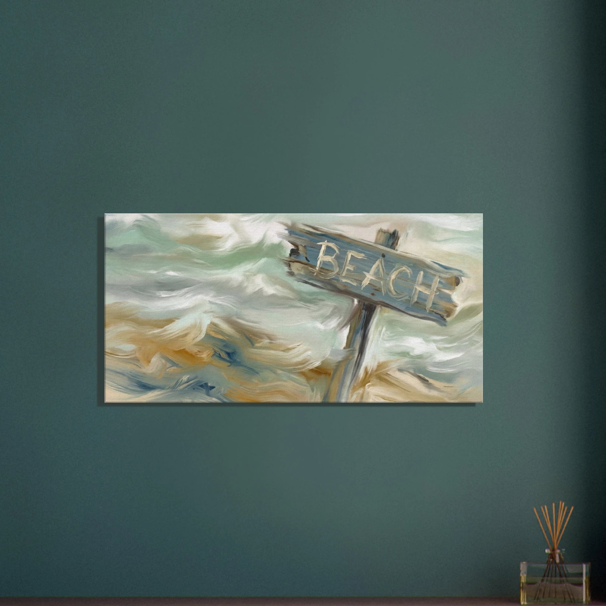   Beach Sign Distressed Canvas Wall Print - Caribbean Rays