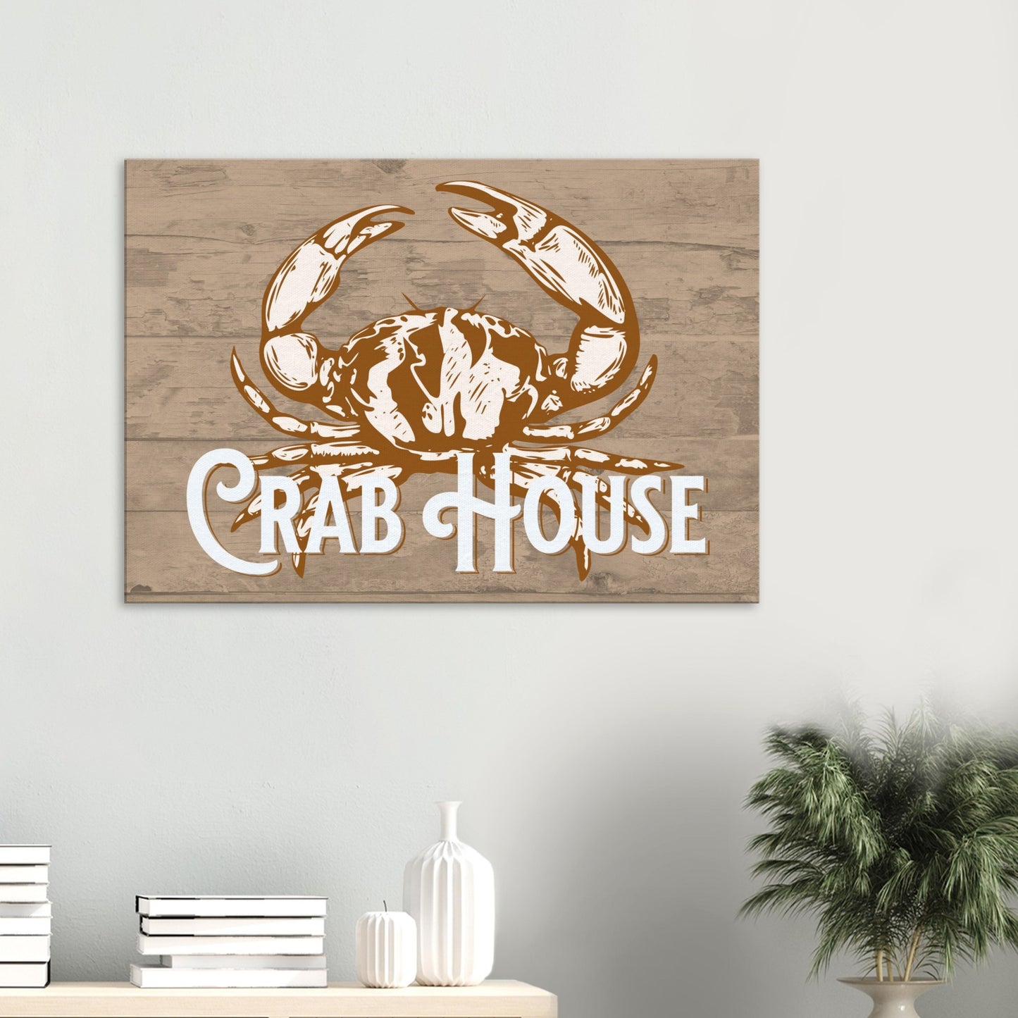 Crab House Large Brown Canvas Wall Print on Caribbean Rays 