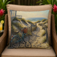 Coastal Path Bicycle Outdoor Pillow — Beach Dunes Sunset Accent Cushion