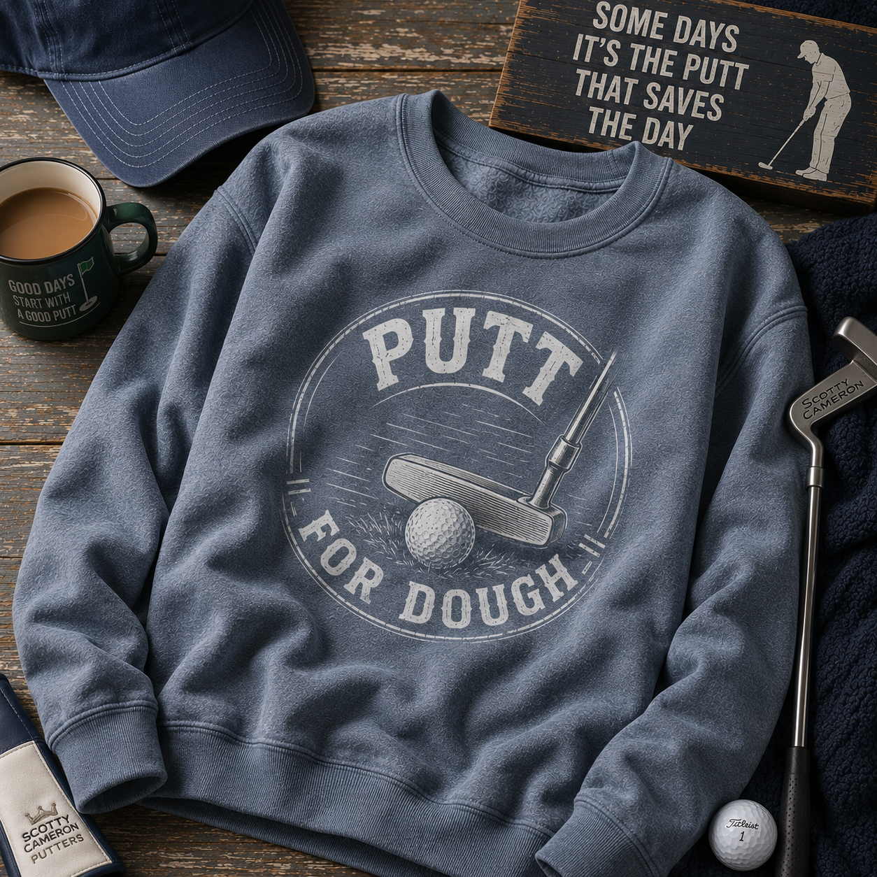 Putt For Dough Crewneck Sweatshirt — Funny Golf Putter Design