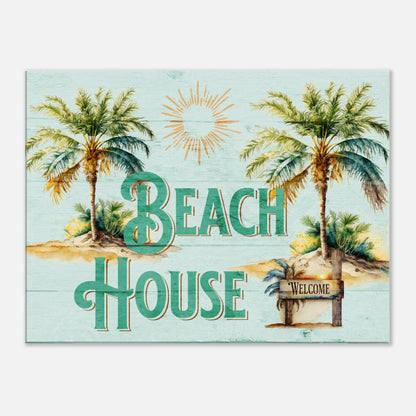 Beach House Seafoam Large Canvas Wall Print by Caribbean Rays