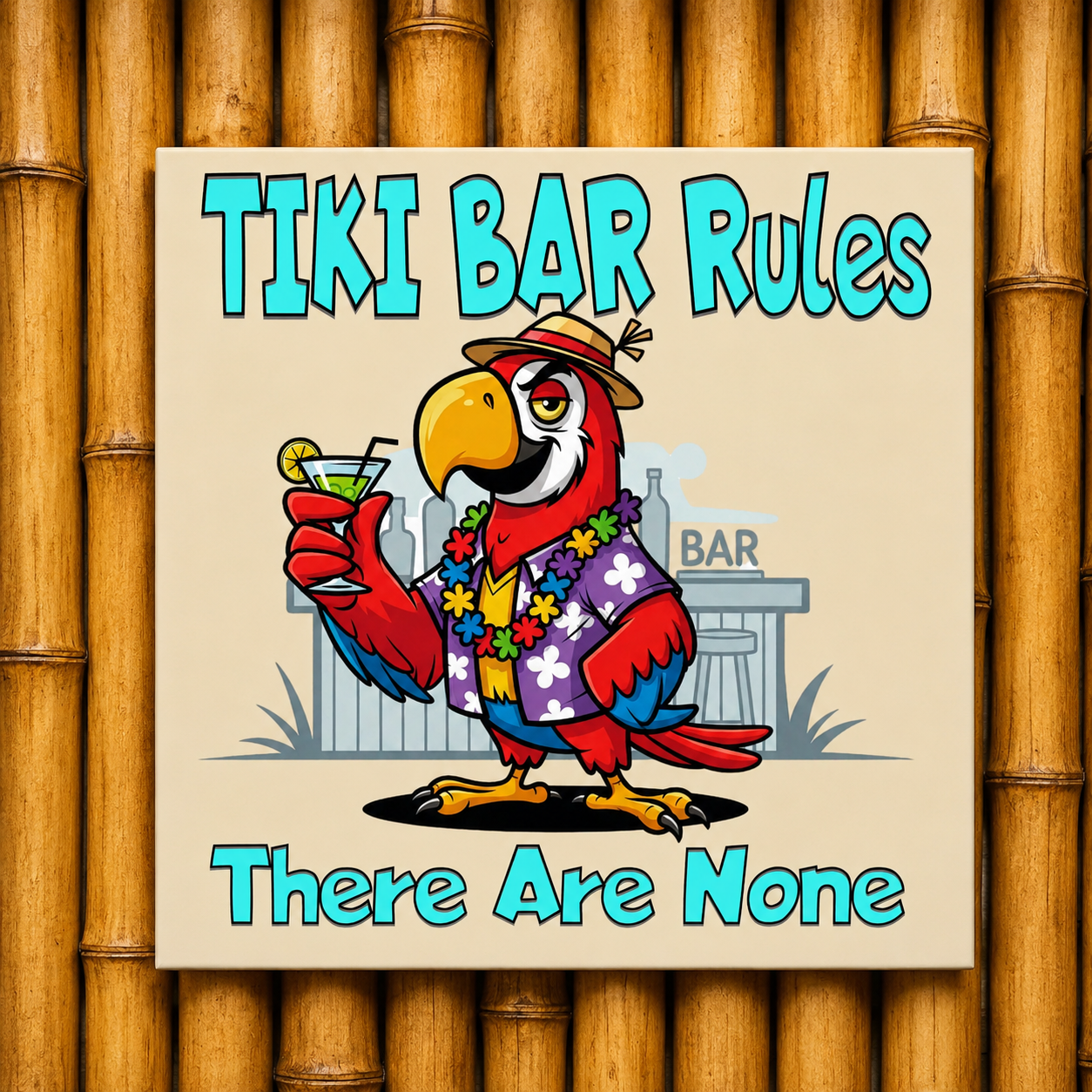 Tiki Bar Rules Aluminum Wall Print