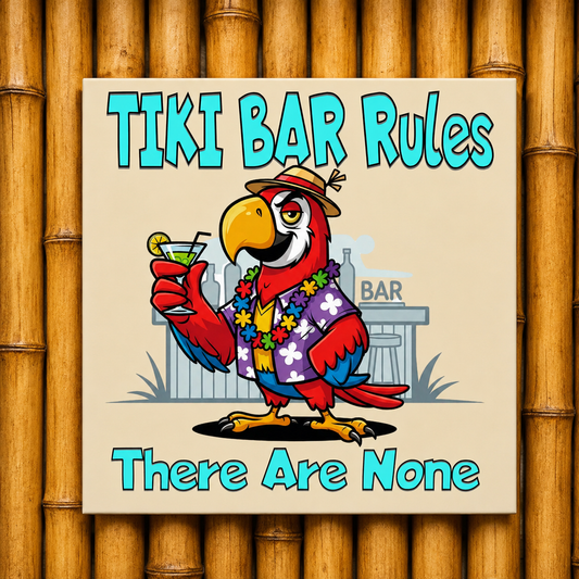 Tiki Bar Rules Aluminum Wall Print