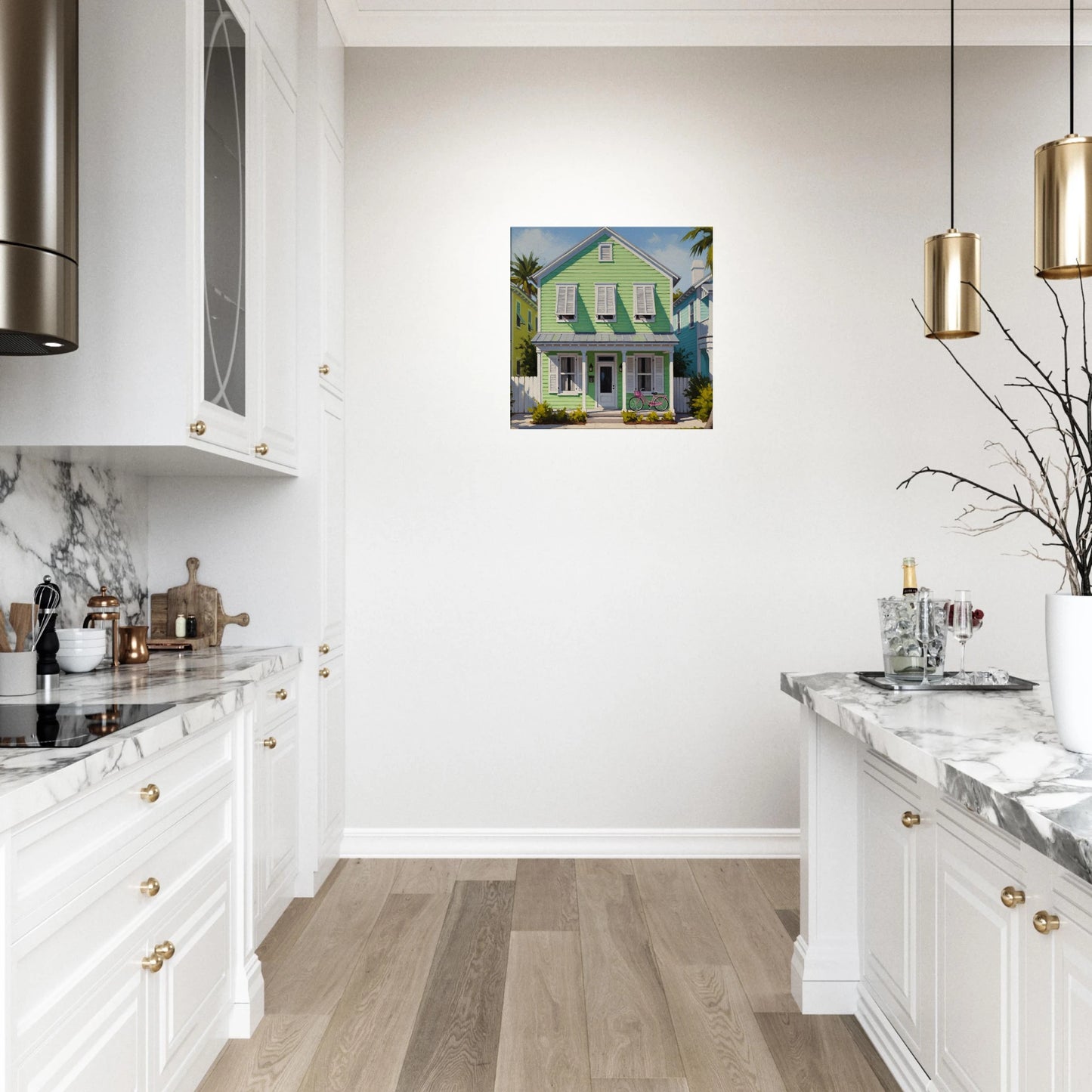 Green Key West House Canvas Wall Print 