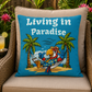 Living in Paradise Tropical Parrot Outdoor Pillow