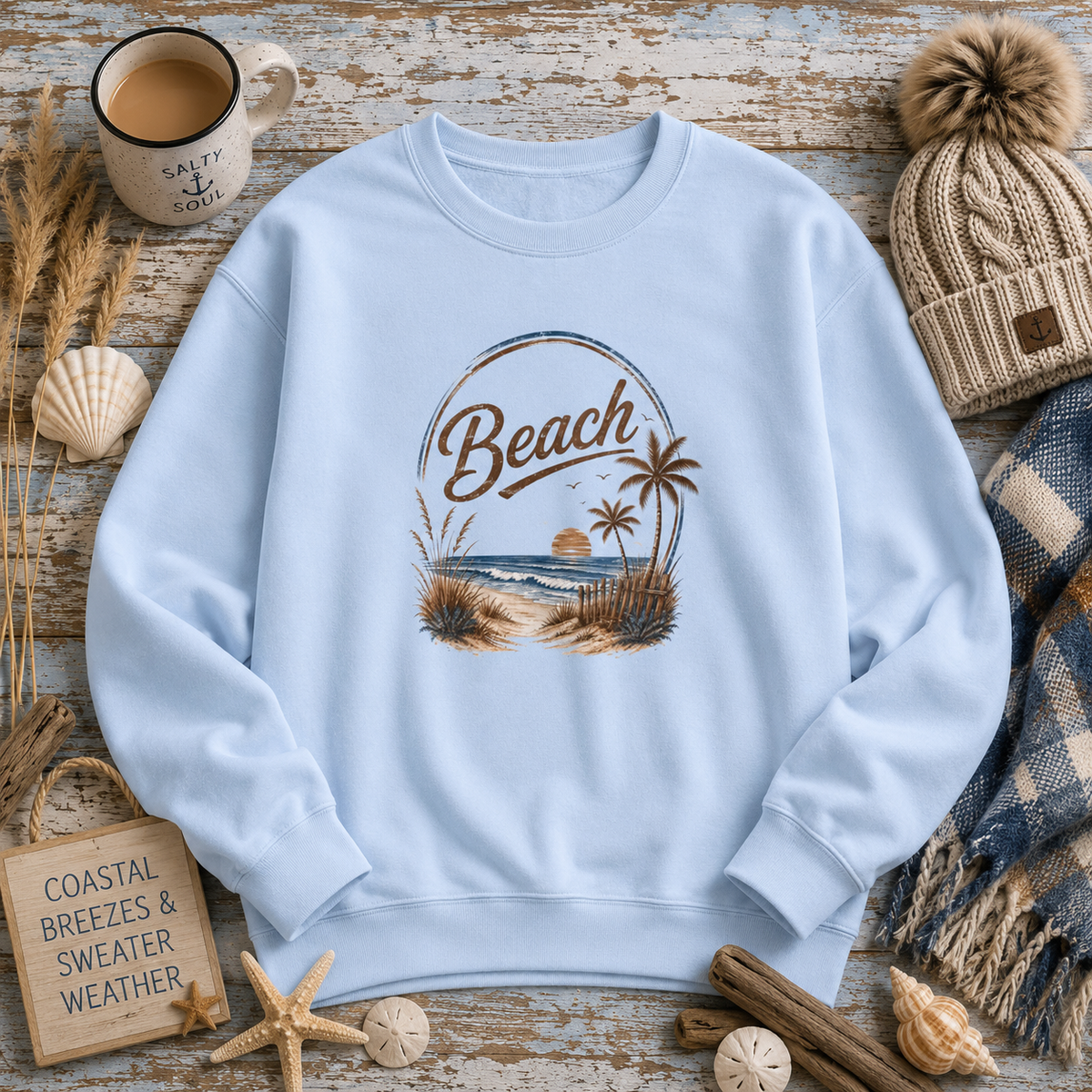 Beach Crewneck Sweatshirt  | Casual Fashion