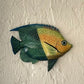 Tropical resin fish wall decor with green-blue scales, orange belly, yellow face, fins