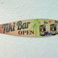 17in Tiki Bar Open Aluminum Metal Surfboard Sign at Caribbean Rays