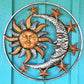 17in Metal Silver Bronze Sun Moon and Stars Wall Decor