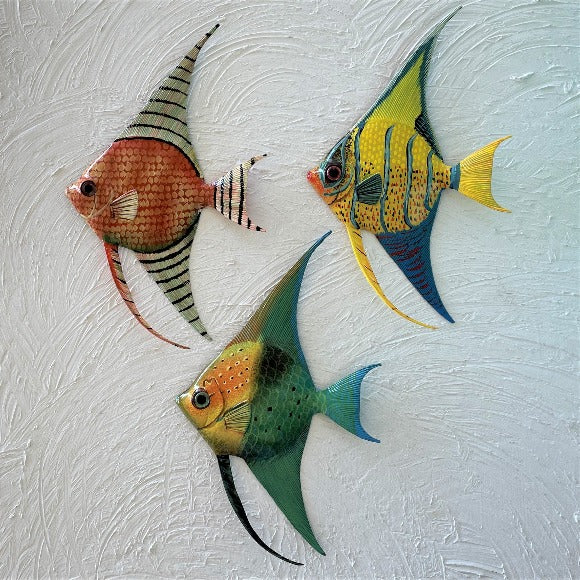 3pc  8in Resin Long Fin Angelfish Set 2 by Caribbean Rays