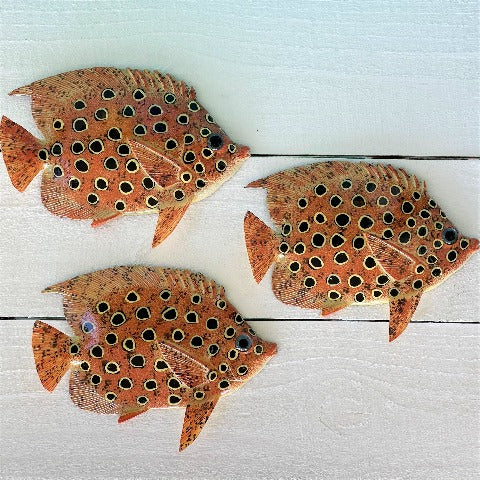 3pc 8in Black Spotted Resin Tropical Fish Wall Decor