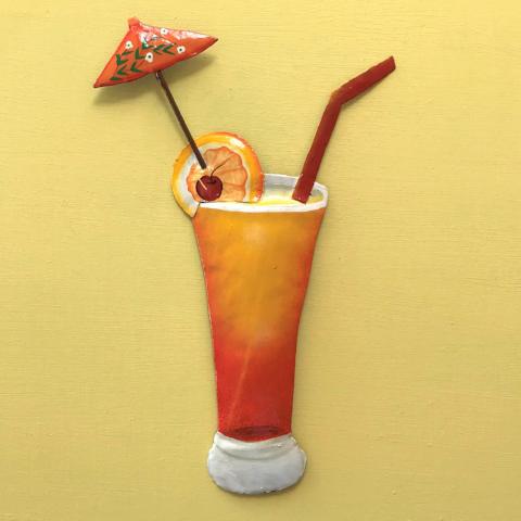 44in Tequila Sunrise Tropical Drink Metal Wall Accent by Caribbean Rays