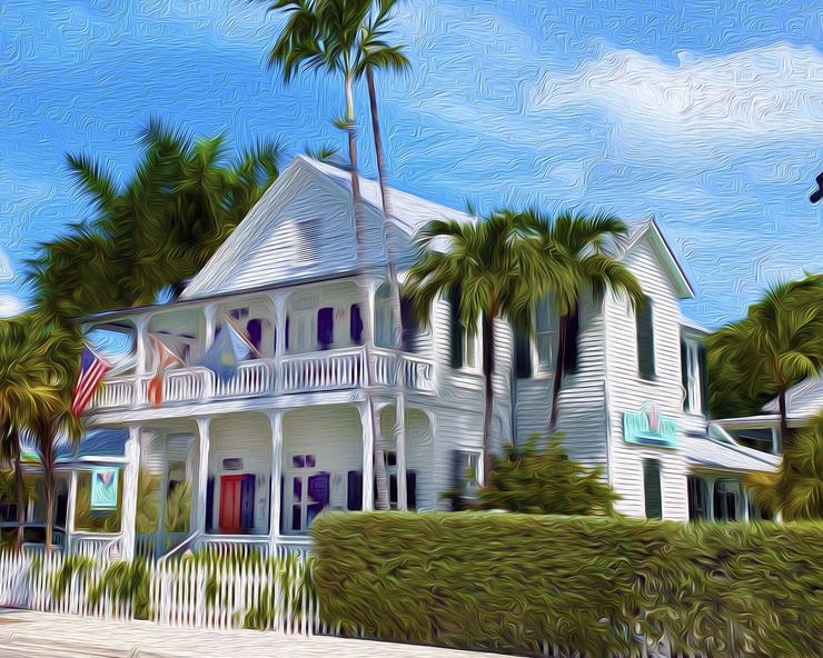 20x16 Conch House Canvas Giclee Print Wall Art by Caribbean Rays