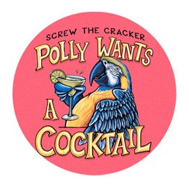 Polly Wants A Cocktail Short Sleeve Coral Tropical T-shirt front by Caribbean Rays