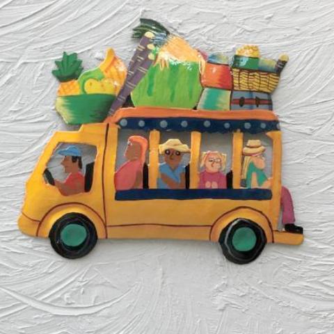 8in Yellow Metal Island Bus Wall Decor by Caribbean Rays