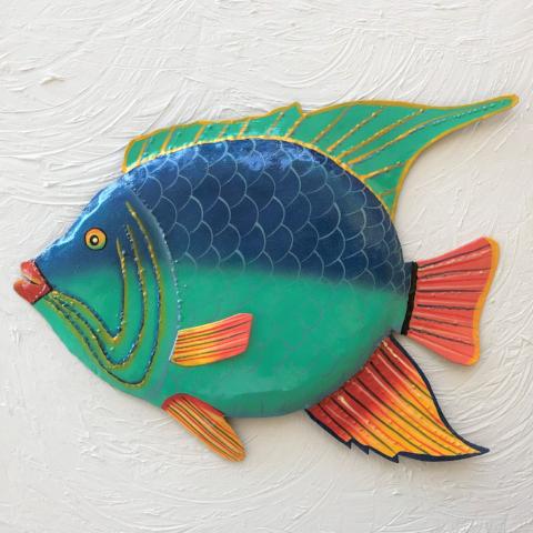 Metal Blue Teal Angelfish Wall Art by Caribbean Rays