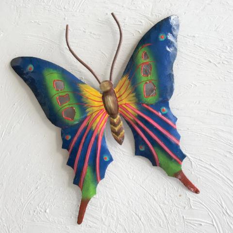 Metal Navy Blue Butterfly Wall Decor by Caribbean Rays