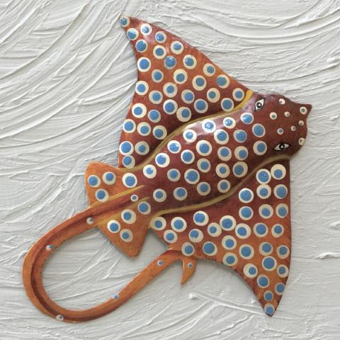 Brown Metal Spotted Eagle Ray Wall Decor by Caribbean Rays