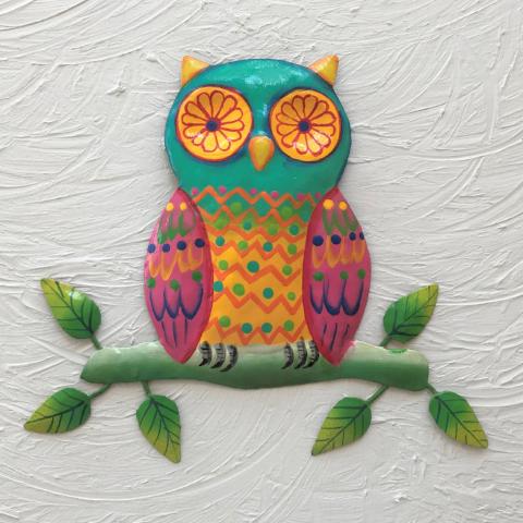 Colorful Metal Owl Wall Decor by Caribbean Rays