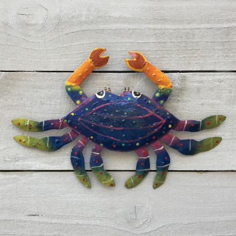 Metal Dark Blue Crab Wall Art by Caribbean Rays