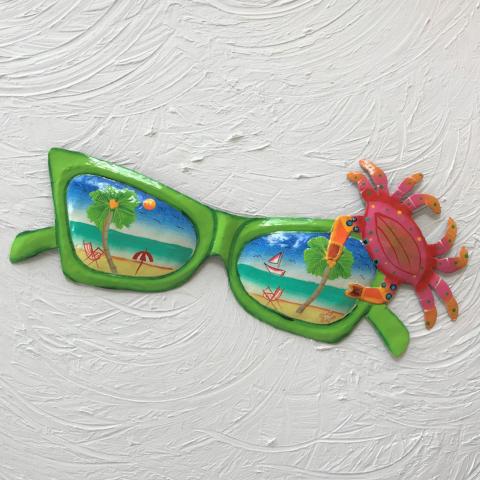 15in Green Metal Sunglasses with Crab Wall Art by Caribbean Rays