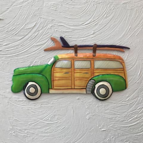 Metal Green Woody Beach Wagon wall decor by Caribbean Rays