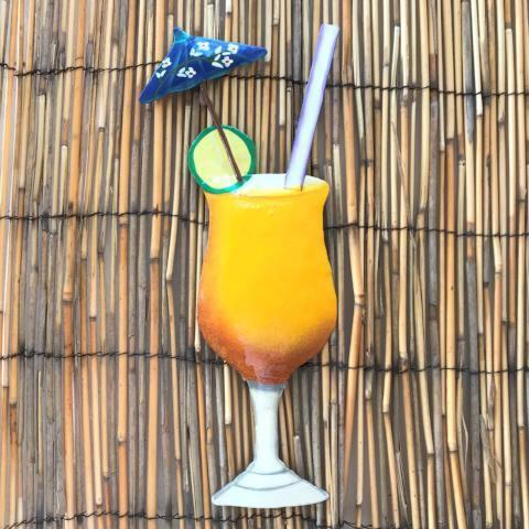 13in Mango Daiquiri Tropical Drink Metal Wall Decor by Caribbean Rays