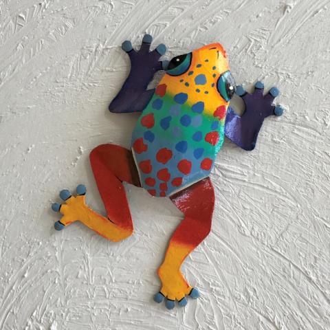 Multi Colored Spotted Dancing Frog Metal Wall Decor by Caribbean Rays