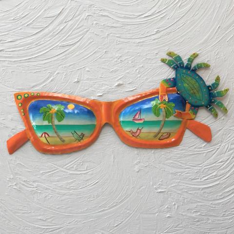 15in Orange Sunglasses with Teal Crab Wall Decor by Caribbean Rays