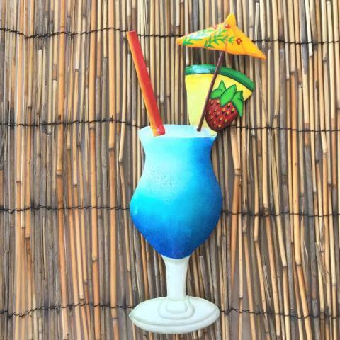 13in Pineapple Daiquiri Tropical Drink Metal Wall Accent by Caribbean Rays