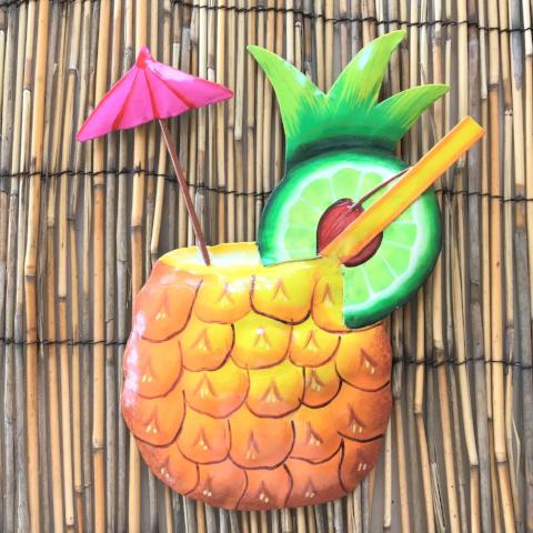 10in Pineapple Rum Tropical Drink Wall Decor by Caribbean Rays