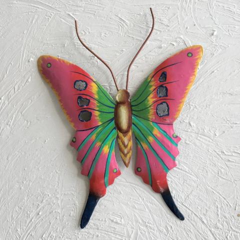 Metal Pink Butterfly Wall Art by Caribbean Rays