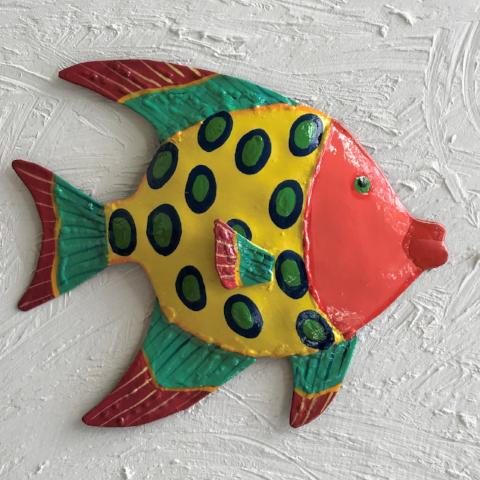 Metal Pink Face Funky Angelfish Wall Art by Caribbean Rays