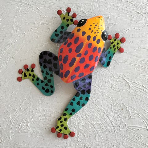 Metal Red and Yellow Dancing Frog Wall Decor by Caribbean Rays