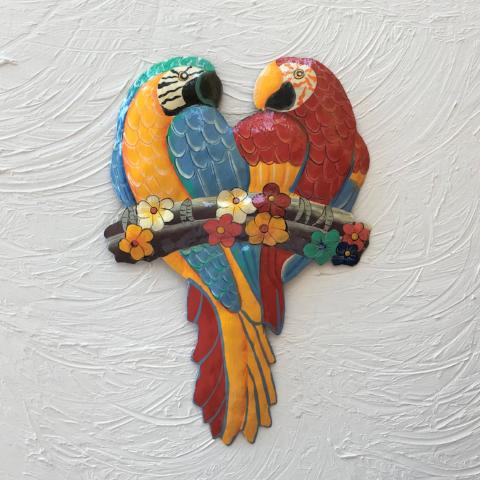 Metal Sweet Heart Parrots Wall Art by Caribbean Rays