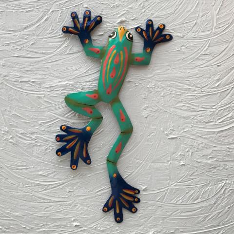 12in Teal Big Foot Frog Metal Wall Decor by Caribbean Rays