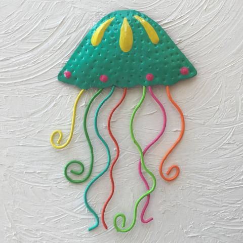 Teal Metal Jellyfish Wall Decor by Caribbean Rays
