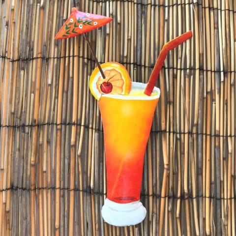 12in Tequila Sunrise Tropical Drink Metal Wall Accent by Caribbean Rays