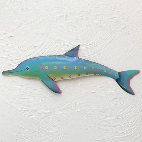 48in Metal Turquoise Metal Dolphin Wall Art by Caribbean Rays
