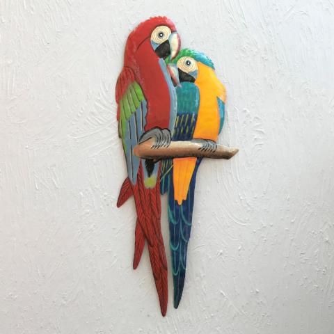 Metal Red & Blue Love Parrots Metal Wall Decor by Caribbean Rays