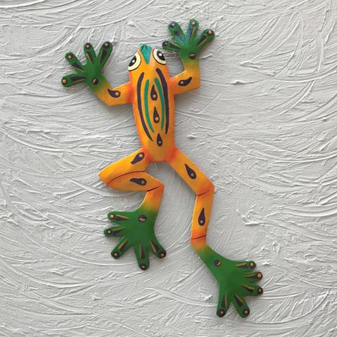12in Yellow & Green Big Foot Frog Metal Wall Decor by Caribbean Rays